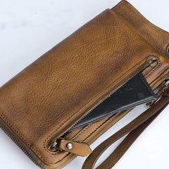 Handmade Mens Cool Long Leather Chain Wallet Cards Biker Trucker Wristlet Wallet - iwalletsmen