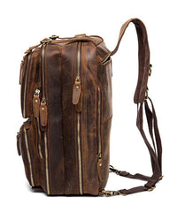 Cool Coffee Leather 15 inches Large Satchel BackPack Travel BackPack School BackPack for Men - iwalletsmen