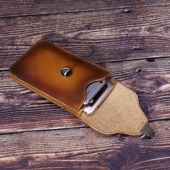 Tan Leather Cell Phone Holster Mens Belt Pouches Waist Bags BELT BAG Belt Holster For Men - iwalletsmen