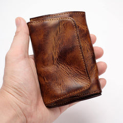 Black Handmade Leather Mens Coin Purse Small Wallet billfold Wallet Card Wallet For Men - iwalletsmen