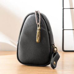 Black Leather Mens Small Car Key Wallet Brown Key Holder Coin Purse For Men - iwalletsmen