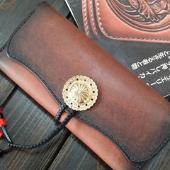 Handmade Leather Mens Clutch Wallet Cool Wallet Long Wallets for Men Women