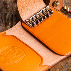 Handmade Leather Biker Mens Cool Car Key Wallet Coin Wallet Pouch Car KeyChain for Men