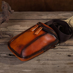 Cool Leather Tan Belt Bag Belt Pouch for Men Mini Shoulder Bag For Men - iwalletsmen