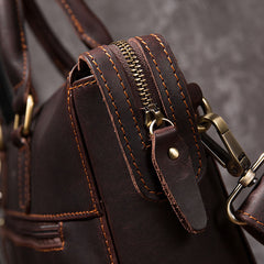 Cool Coffee Leather Mens Briefcase 15inch Laptop Bag Work Handbag Business Bag for Men - iwalletsmen