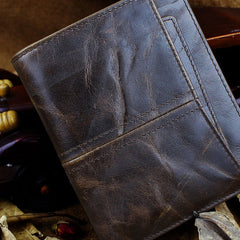 Handmade Leather Mens Cool Slim Leather Wallet Men billfold Wallets Bifold for Men