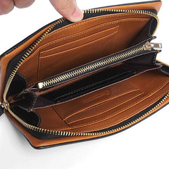 Handmade Leather Mens Cool Long Leather Wallet Bifold Clutch Wallet for Men - iwalletsmen