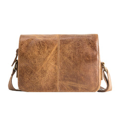 Camel Leather Mens Small Side Bag Small Messenger Bags Postman Bag Courier Bag for Men - iwalletsmen