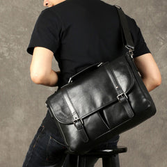 Genuine Leather Mens Cool Messenger Bag Briefcase Work Bag Business Bag for men