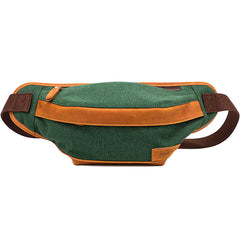 Cool Canvas Leather Mens Chest Bag Green Waist Bag Fanny Pack Hip Bag Bum Pack For Men - iwalletsmen