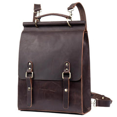 Cool Coffee Mens Leather 13inch Computer Backpack Fashion School Backpacks Satchel Backpack for men - iwalletsmen