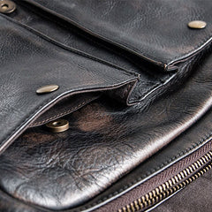 Genuine Leather Mens Cool Messenger Bag iPad Bag Chest Bag Bike Bag Cycling Bag for men