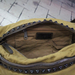Canvas Mens Chest Bag Khaki Waist Bags Hip Bag Black Canvas Fanny Pack For Men - iwalletsmen