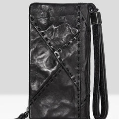 Handmade Mens Cool Long Leather Chain Wallet Cards Biker Trucker Wristlet Wallet - iwalletsmen