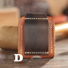 Handmade Brown Leather Mens Armor Zippo Lighter Cases With Belt Loop Zippo Standard Lighter Holders For Men - iwalletsmen