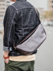 Brown Cool Leather Mens Saddle Messenger Bag Black Courier Bag Black Postman Bag For Men - iwalletsmen
