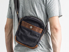 Canvas Leather Mens Cool Messenger Bag Sling Bag Chest Bag Bike Bag Cycling Bag for men