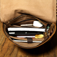 Black Fashion Mens Leather 14-inch Computer Backpack Brown Side Bag Messenger Bag for men - iwalletsmen