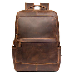 Black Casual Mens Leather 15-inch Computer Backpacks Brown Travel Backpacks School Backpacks for men - iwalletsmen