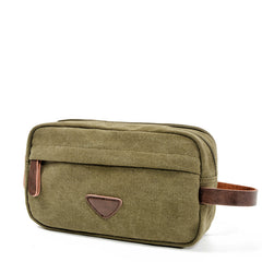 Cool Canvas Leather Mens Black Clutch Bag Mini Green Phone Bag Wristlet Bag For Men - iwalletsmen