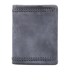 Handmade Leather Mens Vertical Gray billfold Wallet Men Brown Small Bifold Wallets for Men - iwalletsmen