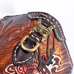 Handmade Leather Buddha&Demon Mens Chain Biker Wallet Cool Leather Wallet With Chain Wallets for Men