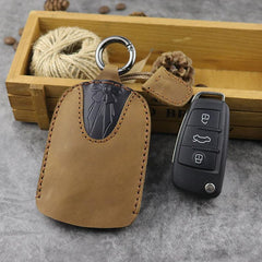 Brown Leather Draw Men and Women's Key Wallet Wine Red Key Case Car Car Key Holder For Men - iwalletsmen