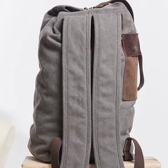 Cool Canvas Leather Mens Bucket Backpack Canvas Travel Bag Canvas Barrel Bag for Men - iwalletsmen