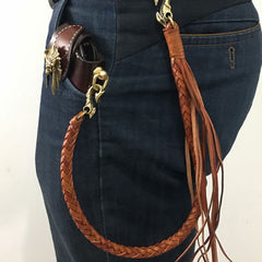 Handmade Leather Braided Wallet Chain Biker Wallet Chain Trucker Chain for Men - iwalletsmen
