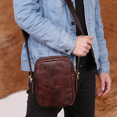 Cool Leather Mens Camera Bag Small Shoulder Bag Crossbody Bags For Men - iwalletsmen
