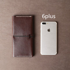 Genuine Leather Mens Cool Long Leather Wallet Cards Phone Bifold Clutch Wallet for Men