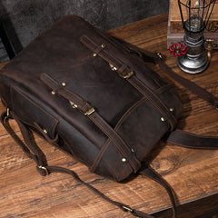 Coffee Cool Mens Leather Hiking Backpack Large Travel Backpack Leather Backpack for Men - iwalletsmen