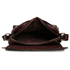Cool Dark Brown Vintage Leather Small Side Bag Messenger Bag Shoulder Bags For Men - iwalletsmen