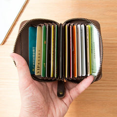 Gray Canvas Leather Mens Light Brown Small Wallets Zipper Bifold Card Wallet Coin Purse for Men - iwalletsmen