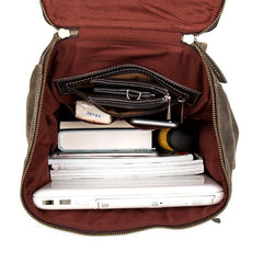 Casual Black Mens Leather 14-inch Large Computer Backpacks Brown College Backpack School Backpacks for men - iwalletsmen