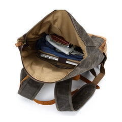 Waxed Canvas Leather Mens Travel Backpacks Canvas Backpack Canvas School Backpack for Men - iwalletsmen