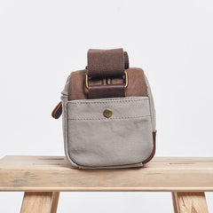 Mens Canvas Leather Gray Cool Messenger Bag Side Bag for Men - iwalletsmen