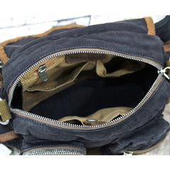 Canvas Black Mens Khaki Messenger Bags Small Postman Bag Canvas Courier Bag For Men - iwalletsmen