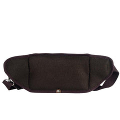 Navy Blue Canvas Leather Fanny Pack Men's Brown Chest Bag Canvas Sling Hip Bag Waist Bag For Men - iwalletsmen