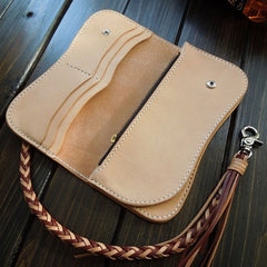 Handmade Leather Biker Wallet  Mens Cool Chain Wallet Trucker Wallet with Chain