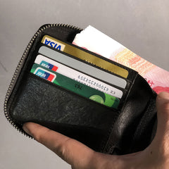Genuine Leather Mens Cool billfold Leather Wallet Men Small Wallets Bifold for Men