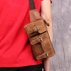 Badass Leather Fanny Pack Men's Brown Hip Bag Chest Bag Bum Bag Waist Bag For Men - iwalletsmen