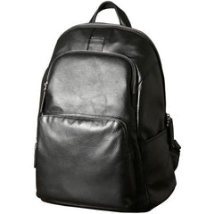 Fashion Leather Men's 15 inches Computer Backpack Black Large Travel Backpack Black Large College Backpack For Men - iwalletsmen