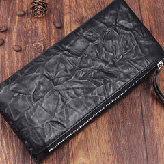 Handmade Leather Mens Cool Long Leather Wallet Bifold Clutch Wallet for Men