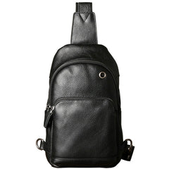 Genuine Leather Mens Cool Chest Bag Sling Bag Crossbody Bag Travel Bag Hiking Bag for men
