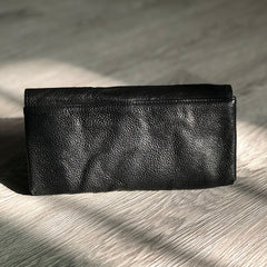 Vintage Black Leather Mens Womens Long Wallet Black Clutch Wallet Phone Wallet For Men - iwalletsmen