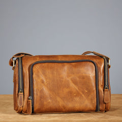 Genuine Leather Mens Cool Shoulder Bag Messenger Bag Chest Bag Bike Bag Cycling Bag for men