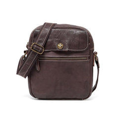 Black Cool Leather Mens Small Vertical Side Bag Messenger Bags Brown Casual Bicycle Bags for Men - iwalletsmen
