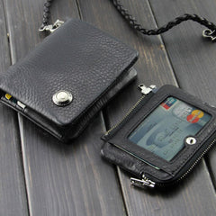 Handmade Leather Mens Chain Biker Wallet Cool Leather Wallet Bifold billfold Wallets