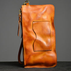 Black Leather Mens Zipper Clutch Wallet Wrinkled Wristlet Wallet Wallet Clutch for Men